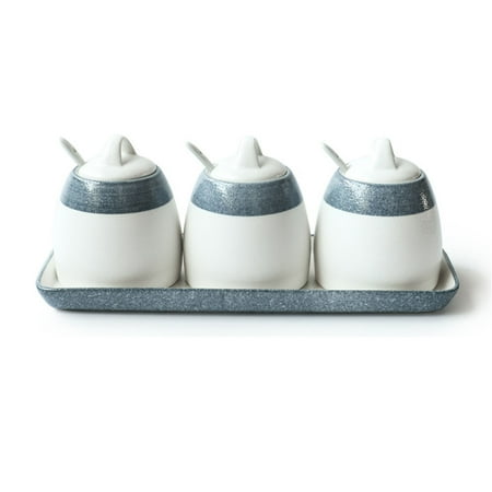 

Japanese Sugar Bowl With Lid Ceramic Sugar Pot Zephyr Coffee Accessories Sugar Pourer Kitchen Storage-Blue and White A-3 Set