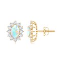 thumbnail image 3 of Rosec Jewels Oval Shape Ethiopian Opal Stud Earrings with Diamond Halo - 1.8 Carat - AAA Grade, 18K Yellow Gold, 3 of 7