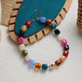 thumbnail image 5 of NICKSUN Vintage Dopamine Chunky Square Acrylic Bead Choker Necklace, Handmade Marbled Resin Statement Collar with Irregular Gold Metal Accent, Trendy Vacation Fashion Neck Jewelry, 5 of 7