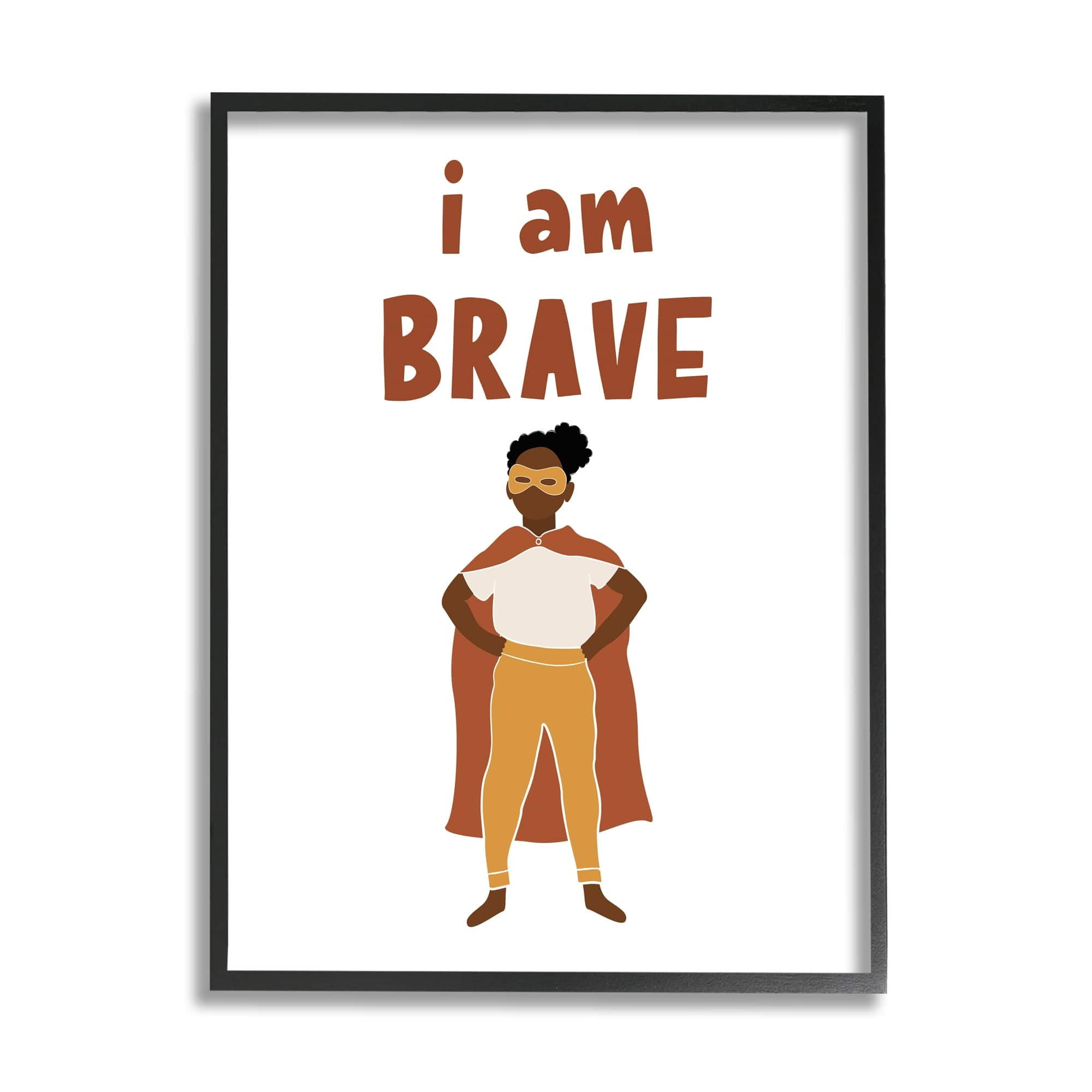 Stupell Industries I Am Brave Courageous Phrase Motivational Super Hero Graphic Art White Framed Art Print Wall Art, Design by JJ Design House LLC