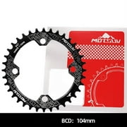 (One Piece) Mountain Bike 104BCD Chainring Positive and Negative Chainring Single Speed Round (Disc 36T) Black