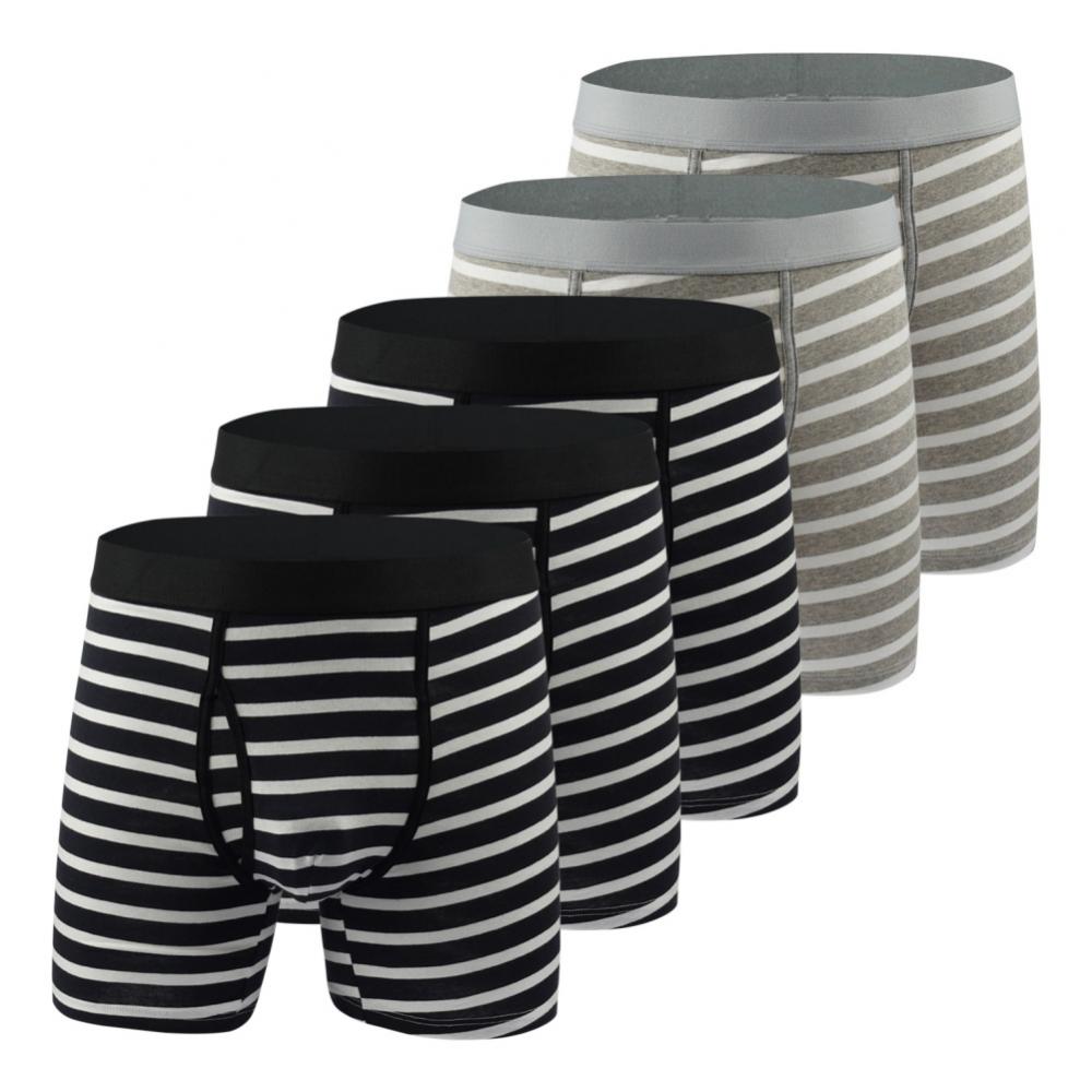 KOERIM Stripe Cotton Boxer Briefs Long Leg MoistureWicking,AntiChafing,Odor Control Underwear