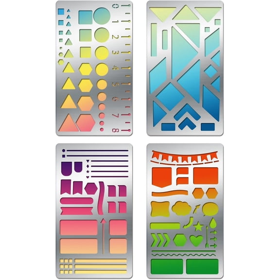 4PCS 4x7 Inch Geometric Theme Triangle Metal Stencils Border Line Stencil Template for DIY handcrafting