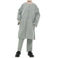 thumbnail image 1 of Trending Now: Boys Arabic Muslim Robe Set - Premium Cotton Prayer Thobe with Elastic Waist & Stylish Button Design for Daily Comfort, 1 of 8