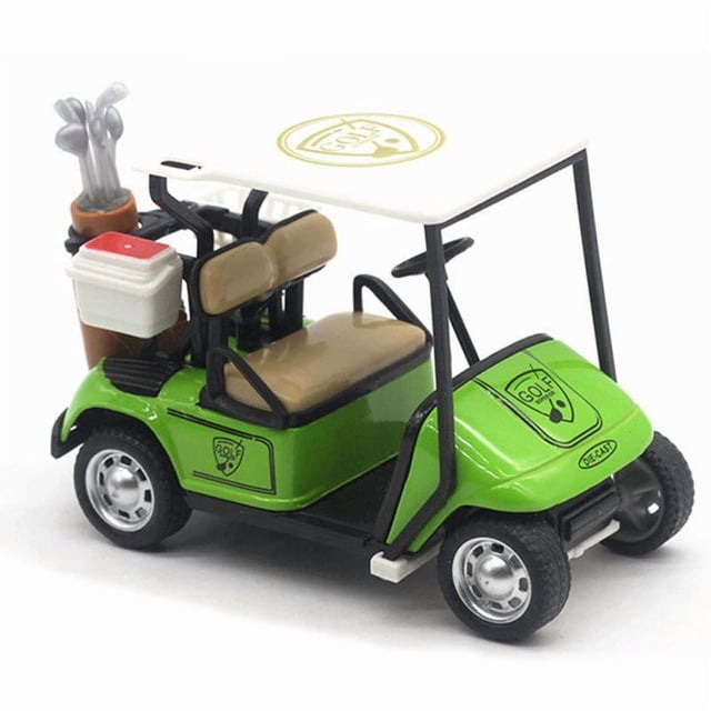 Décoration de Modèle Réduit de Voiturette de Golf Moulée sous Pression, Décor de Golf Miniature pour Fête et Bureau, Jouet en Alliage à Rétrofriction avec Accessoires, Rouge et Blanc, Échelle 1:32