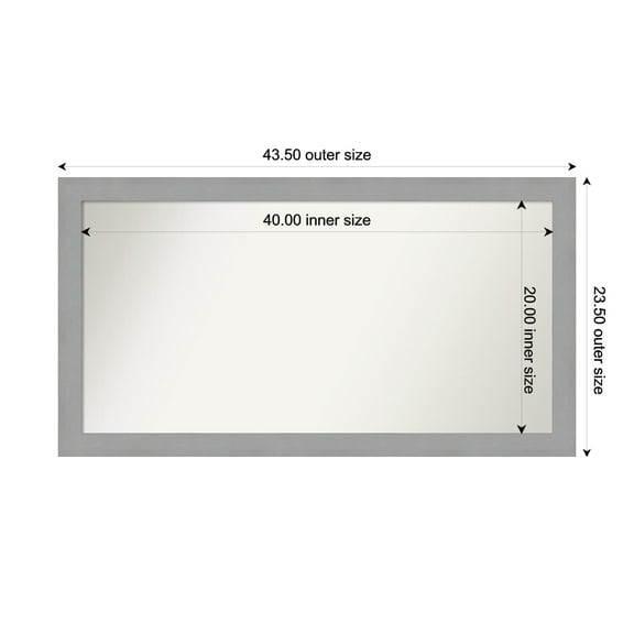 Amanti Art Custom Wall and Bathroom Mirror (23.5 x 43.5 in.), Brushed Nickel Frame