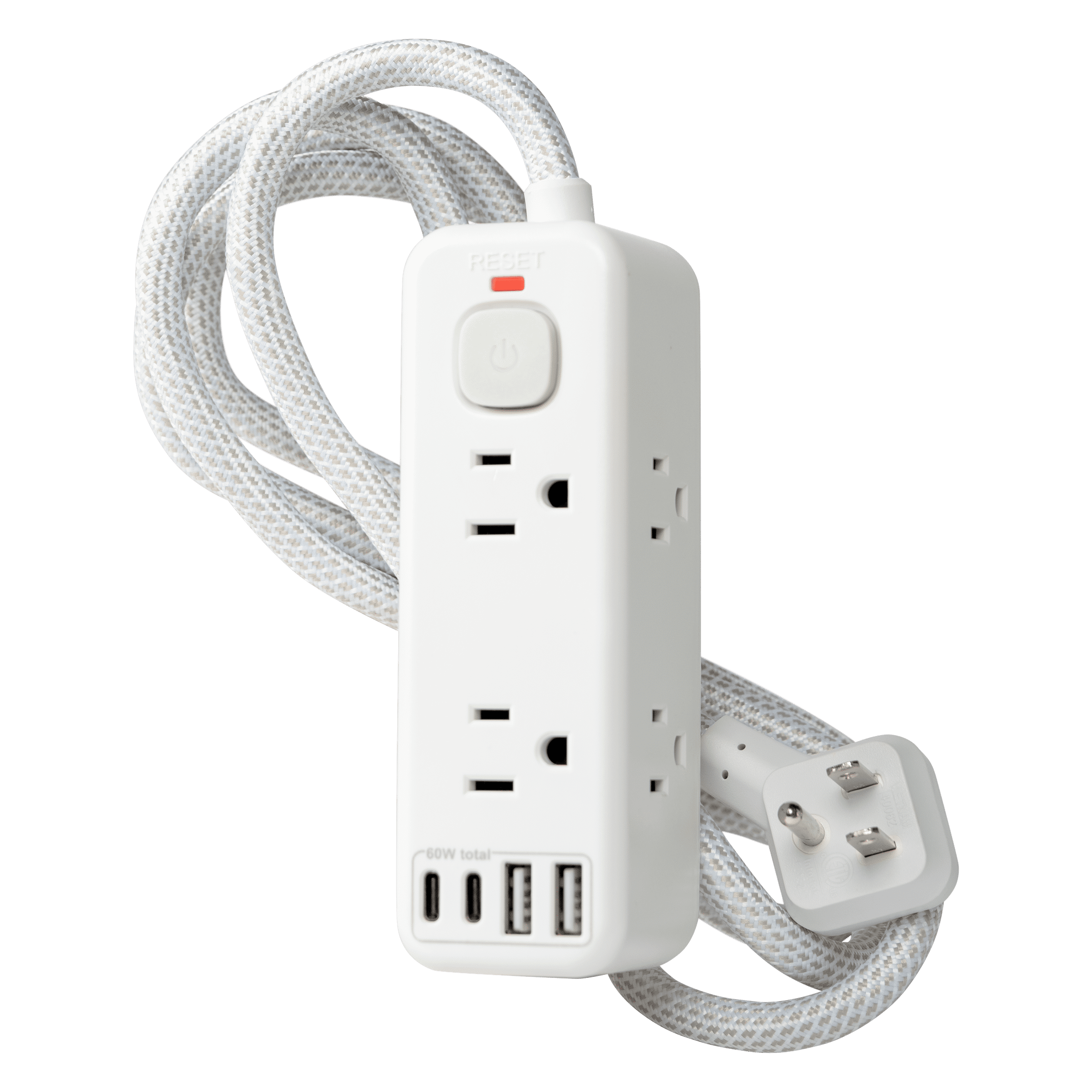 Hyper Tough USB Power Strip, 6ft Extension Cord, 6 Outlet, USB-A, USB-C, 900J Surge Protector, White
