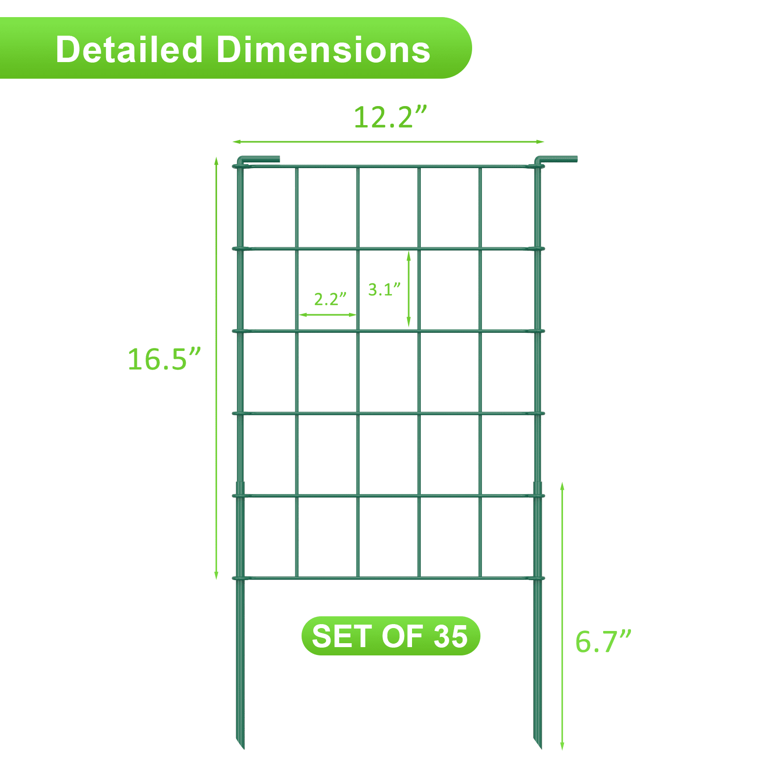 23.2" (H) x 35FT (L) Metal Decorative Garden Fence Outdoor Patio Barrier Raised Green
