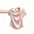 thumbnail image 6 of Jerdar Satin Blouses for Women Dressy Casual Trendy Business Work Silk Tops Outfits Cowl Neck Bow Tie Pleated Summer Shirts XL, 6 of 6