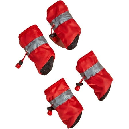 4pcs Dog Boots Dog Shoes Small Dog Puppy Shoes for Hot Pavement Summer Winter Outdoor Paw Protectors with Anti-Slip Sole Red S