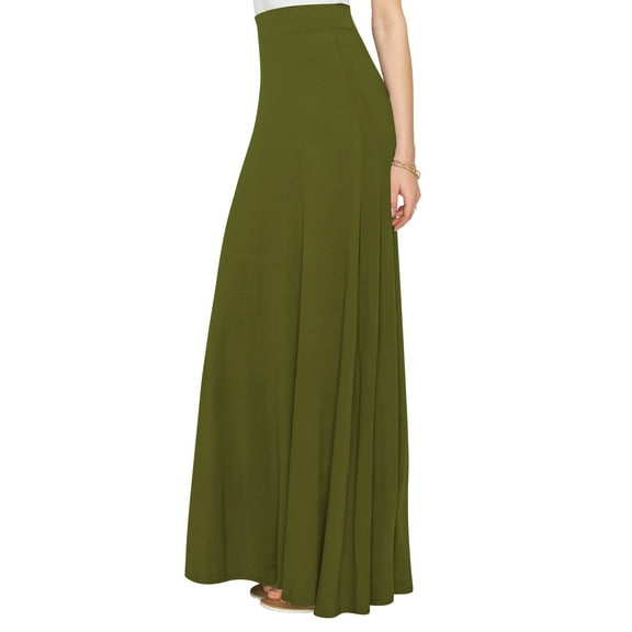 Made by Johnny Women's Solid Maxi Skirt with Elastic Waist Band XXXXL OLIVE