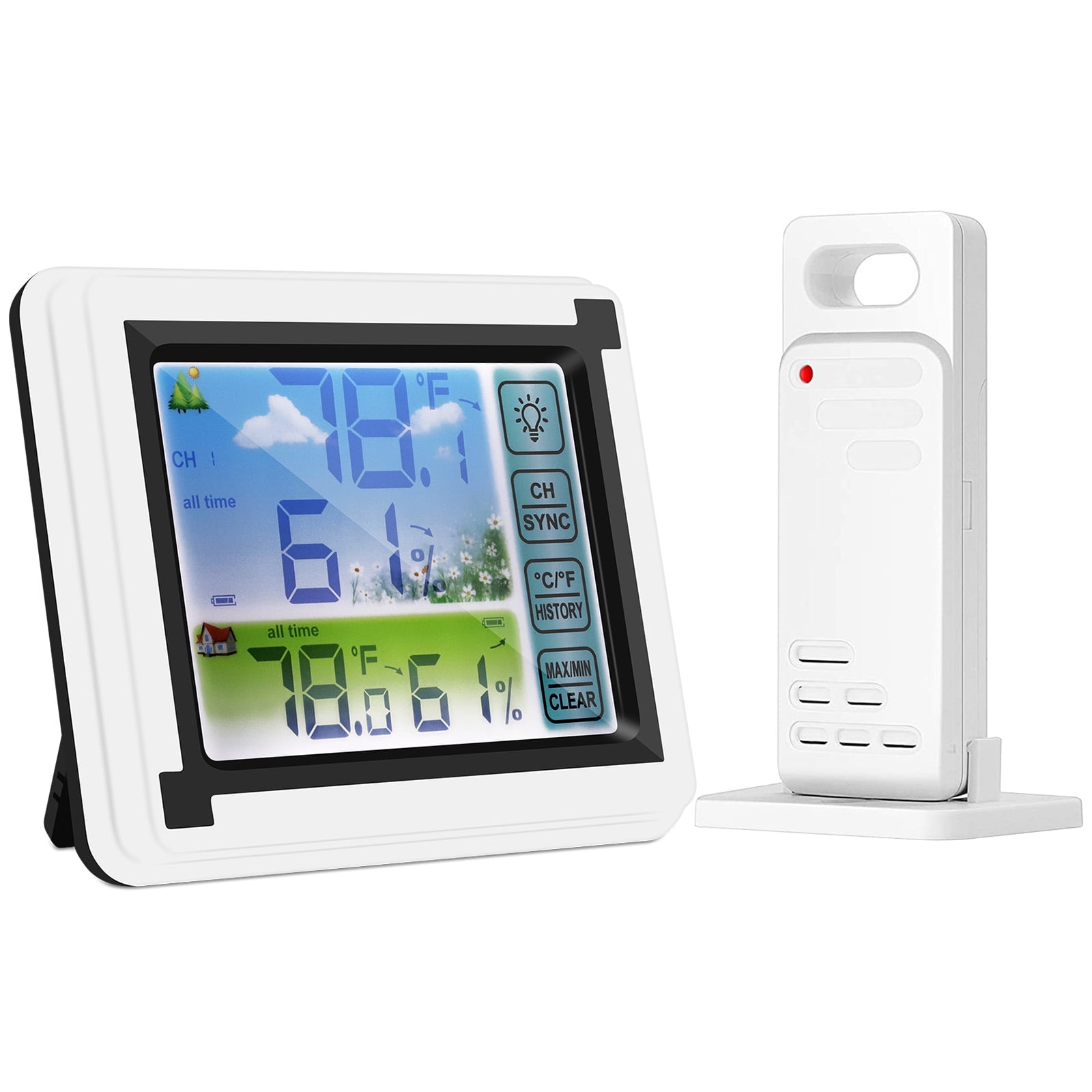 Weather Station with Indoor Outdoor Thermometer & Wireless Sensor ...