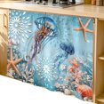 thumbnail image 2 of Blue Coastal Jellyfish Cabinet Curtain 35"Wx35"L,Dustproof Under Sink Skirt with Self Adhesive Tape,Summer Beach Starfish Botanical Cabinet Curtain Cover for Kitchen Sink,Bathroom Vanity,Laundry Room, 2 of 9