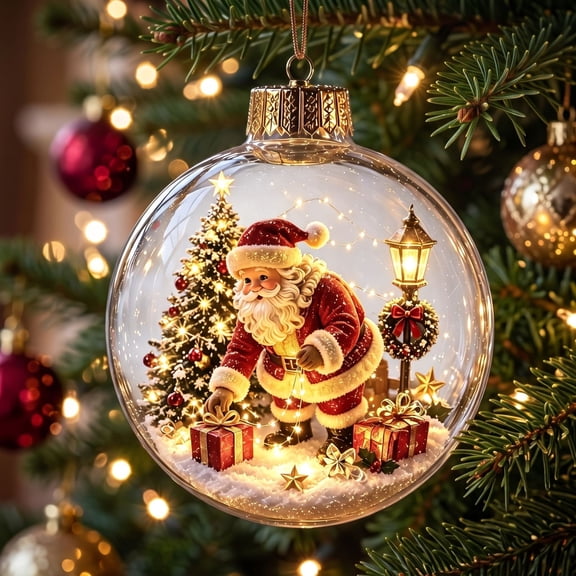 CHJK Glowing Christmas Story Ornament, Light-Up Mini Holiday Scene with Warm LED Light, Festive Keepsake Gift for Home Christmas Party Decoration