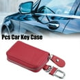 thumbnail image 3 of Unique Bargains Car Key Case Faux Leather Zipper Multifunctional Car Fob Key Case for Auto Remote Key Rose Red, 3 of 6