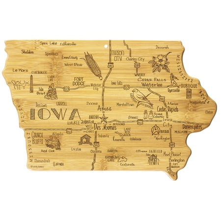

Totally Bamboo Destination Iowa State Shaped Serving and Cutting Board Includes Hang Tie for Wall Display