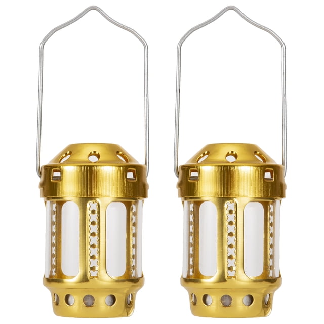yeacher Elegant Dual-Pack Outdoor Tea Light Lanterns in Gold (Candles Not Included)
