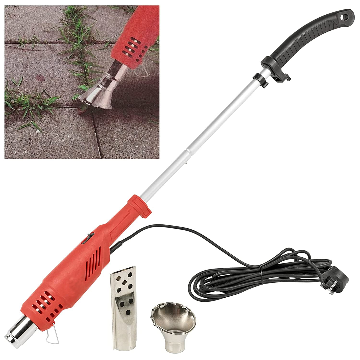 BBQ Fan Air Blower Electric Thermal Weeder for Garden Weed Burner BBQ Electric grass burning machine Patio 2000W Electric Weed Burner Driveway with 2 Nozzles Up to 650°C 
