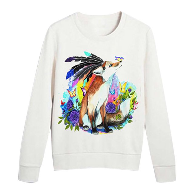 Moda mujer casual manga larga animal impreso damas sudaderas tops Fridja ghj987+1279