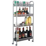 4-Tier Rolling Utility or Kitchen Cart - Silver