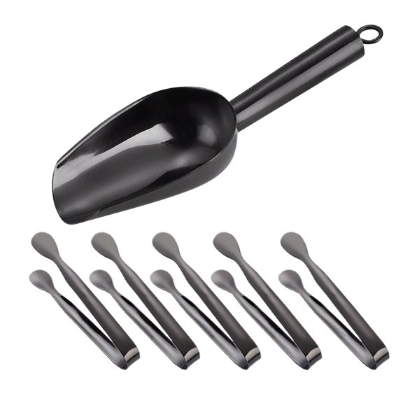 Serving Tongs, 6pcs - Stainless Steel Ice Scoop and Ice Tong, Mini Kitchen Tongs & Scoops, for Ice Bucket, Sugar, Dessert