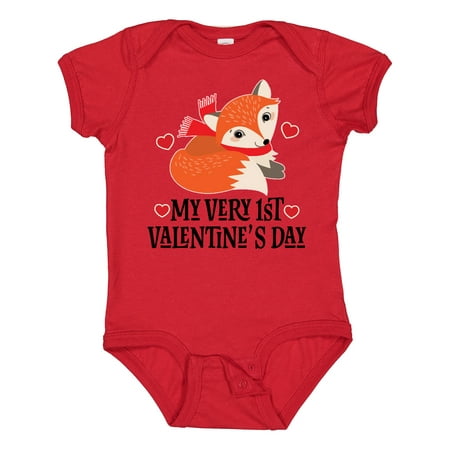 

Inktastic 1st Valentines Day Woodland Fox Gift Baby Boy or Baby Girl Bodysuit
