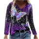 thumbnail image 1 of Camiseta de manga larga suelta con cuello en V y estampado informal a la moda para mujer Pompotops gfhjh21367, 1 of 5