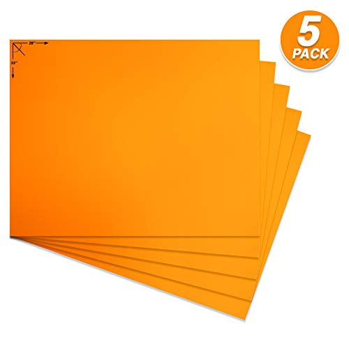 Emraw Poster Board Lightweight Craft Backing Boards for Presentations Office Sign Blank Painting Board Smooth Surface Poster Sheets for School Pack of 5 (Fluorescent Orange)