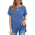 thumbnail image 2 of T-shirts pour Femmes à Manches Courtes, Col Ras du Cou, T-Shirts Unis Basiques, 2 of 5