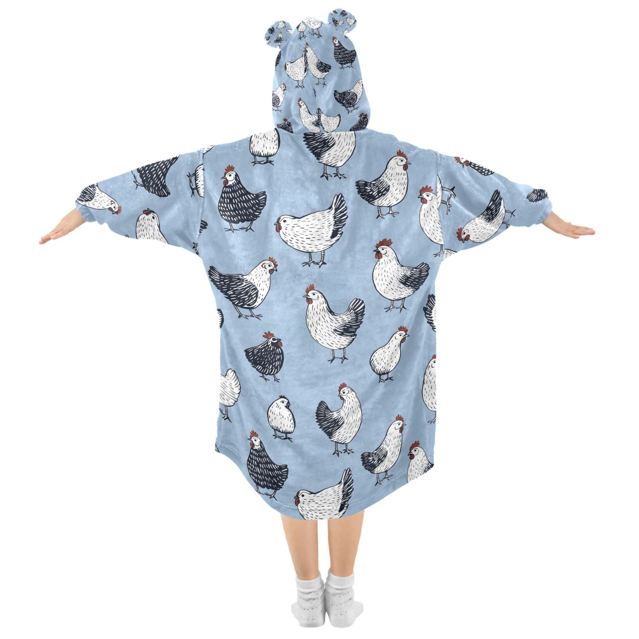 joogoo Blanket Hoodie for Retro Cartoon Chickens Oversize Sweatshirt 3-14 YR L