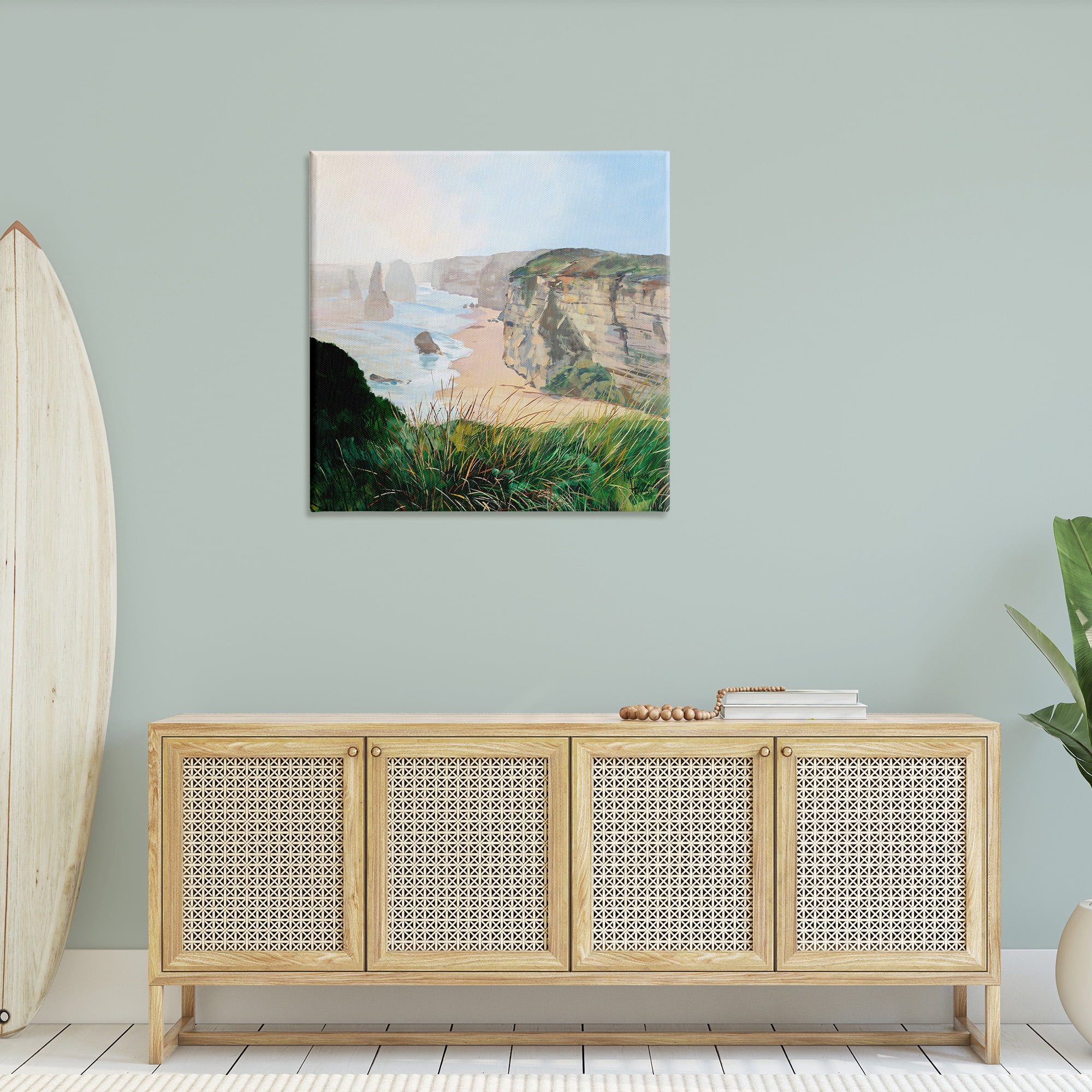 Stupell Industries Nautical Beach Cove Landscape Painting Gallery Wrapped Canvas Art Print Wall Art, 36 x 36