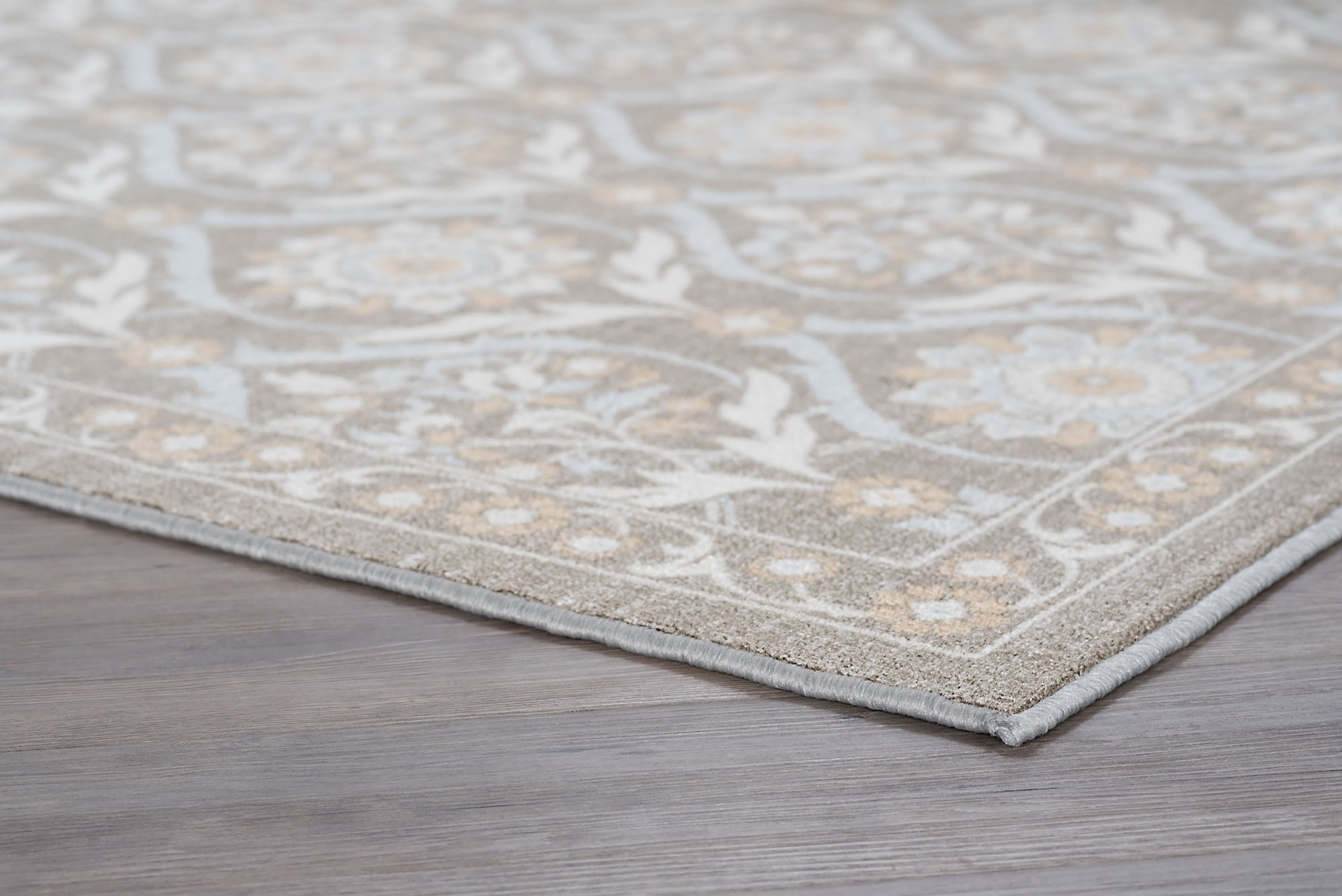 Transitional 2x11 Area Rug (2'3'' x 11') Floral Taupe, Gold Indoor Runner Easy to Clean
