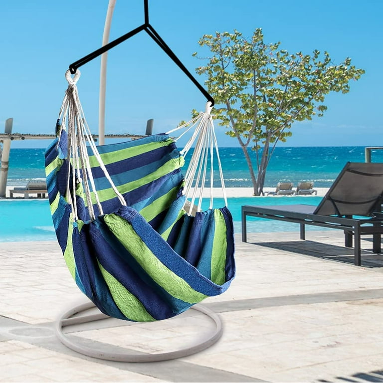 Hammock Chair Hanging Seats Hammock Chair 1 Piece Indoor and Outdoor Portable Hammock for Kids and Adults Breathable Cotton Swing Chair for Garden Patio Camping Beach Travel Walmart