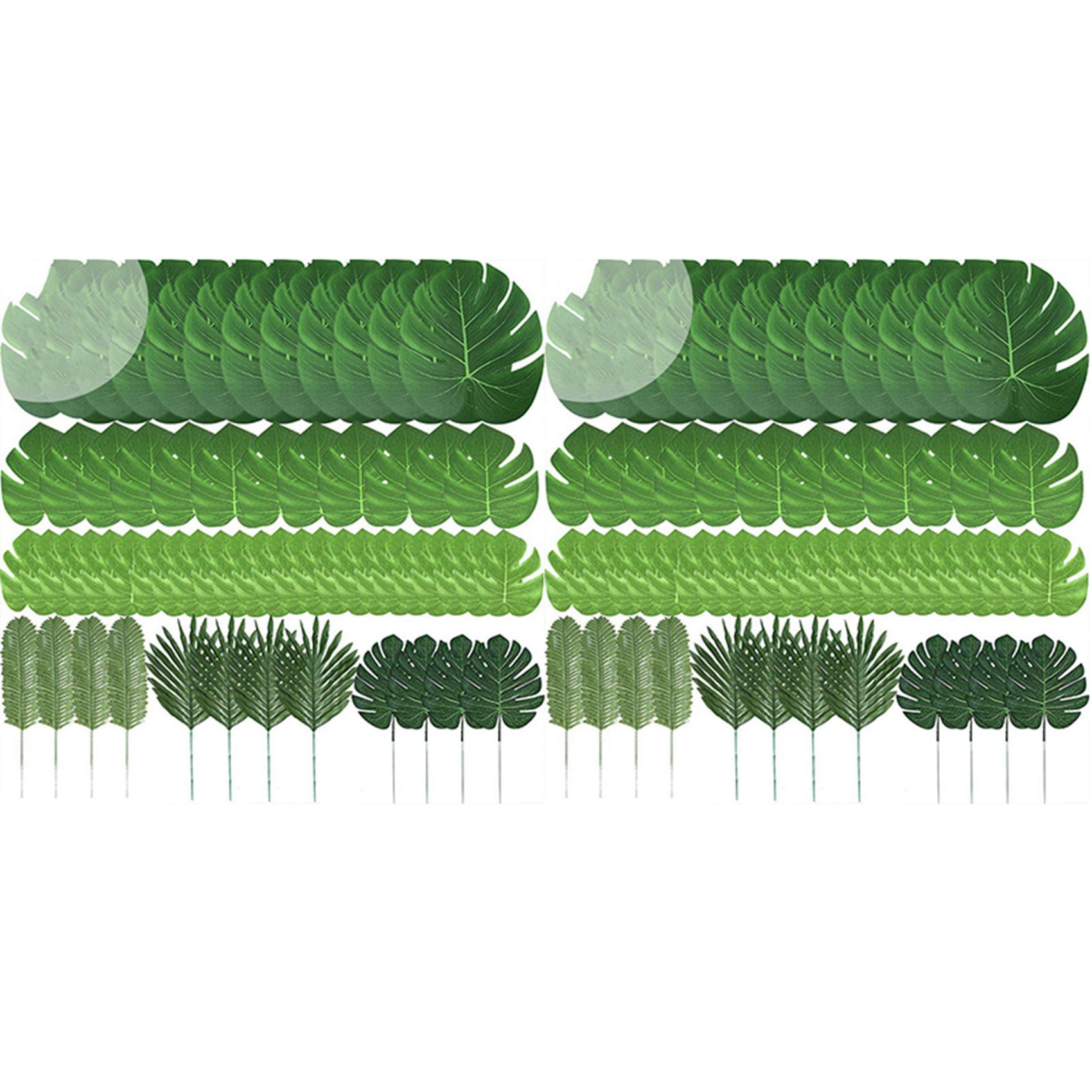 120 Pcs 6 Kinds Artificial Palm Leaves Tropical Plant Leaves Faux