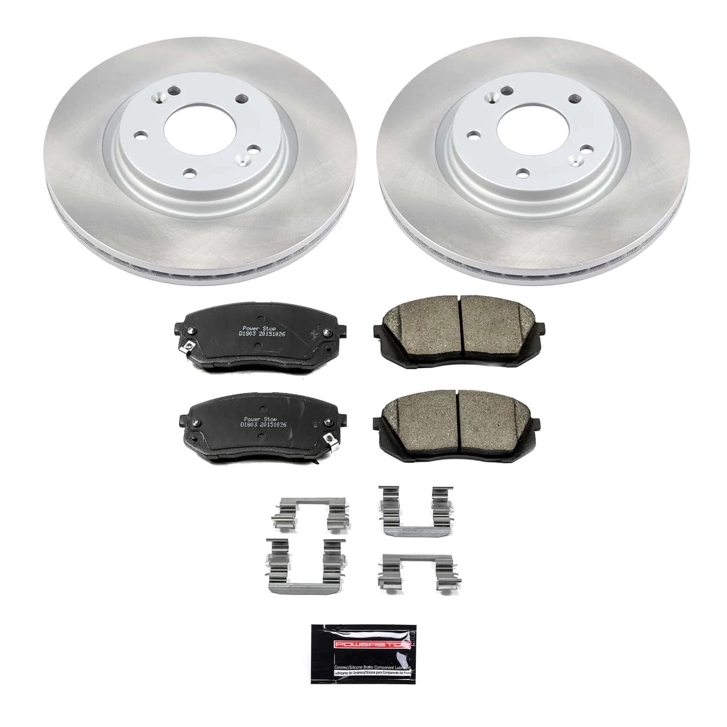 PowerStop Front Semi-Coated Rotor and Low-Dust Ceramic Brake Pad Kit SC6982
