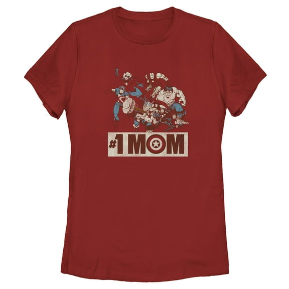 Women's Marvel Distressed #1 Mom  Graphic Tee Red X Large