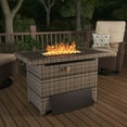 thumbnail image 6 of Aoxun 40'' Fire Pit Table 50,000 BTU Propane Gas Fire Pit Table W/ Cover, Glass Beads, Tank Holder, Gray Wicker, 6 of 9