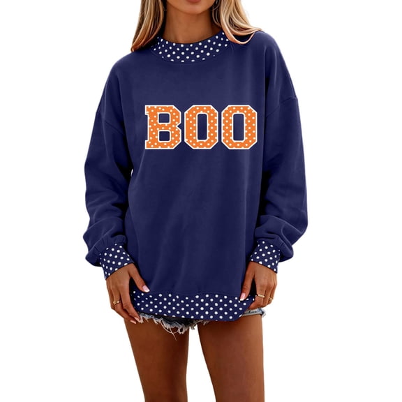 Garbnen Polka Dot Mock Turtleneck for Women Sweatshirt Boo Graphic Long Sleeve Oversized Sweatshirt for Women Drop Shoulder Lightweight Cozy Soft Fall Y2k Women's Sweaters Pullover