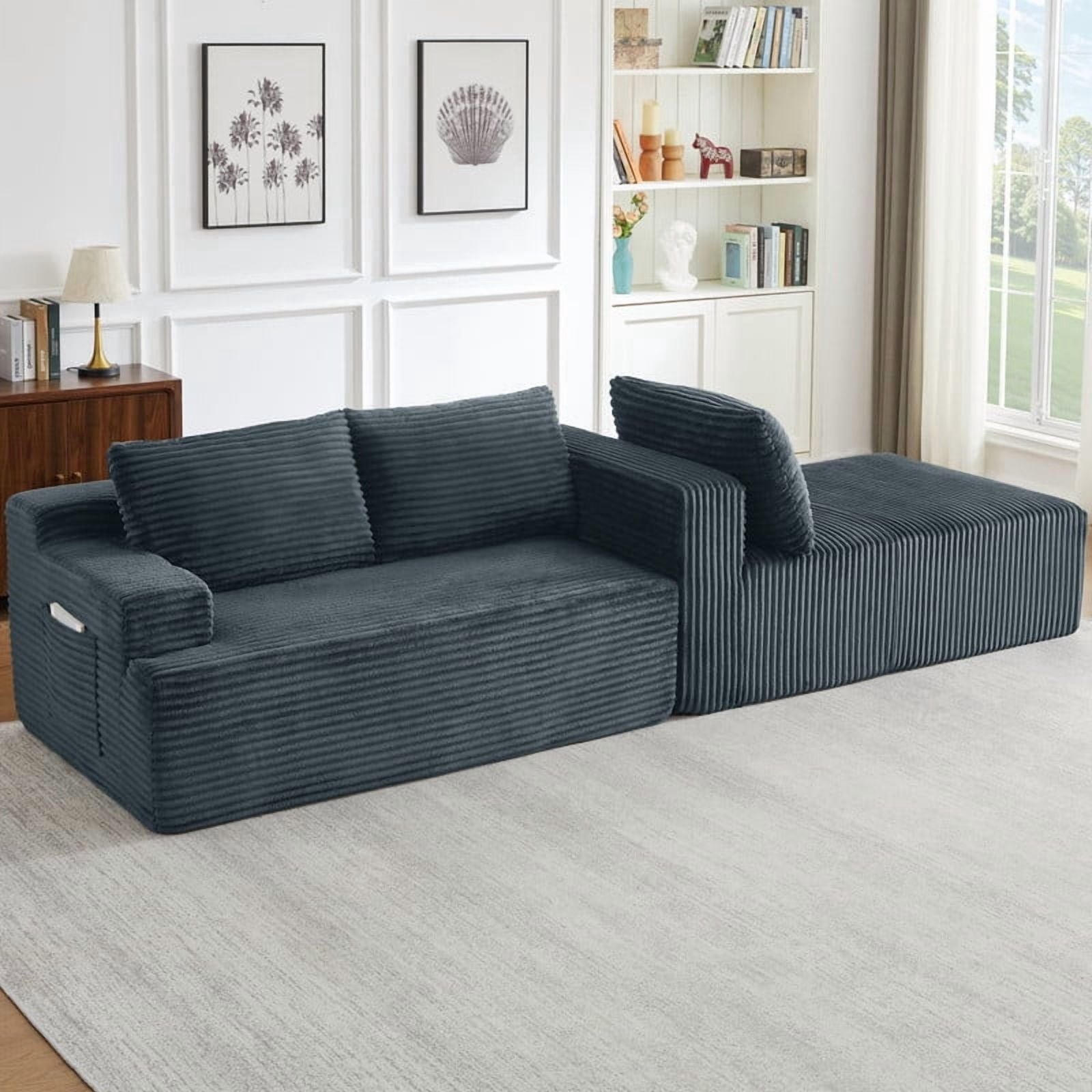 L-Shaped Cloud Sectional Sofa with Deep Seat, Modular Sofa Couch with Chaise for Living Room Apartment, No Assembly Required, Right Facing