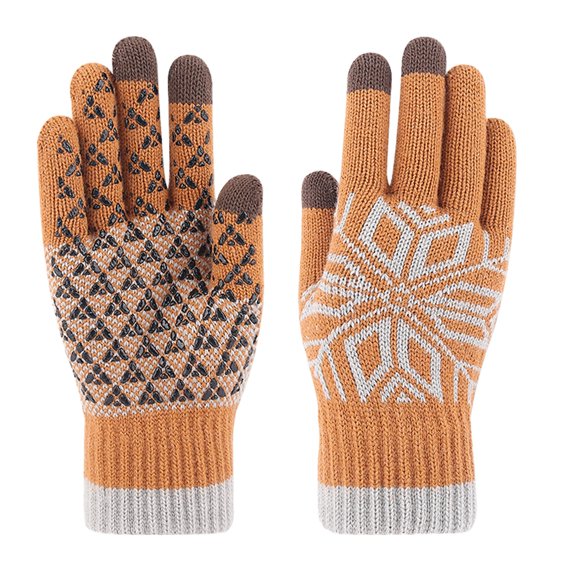 Luxalzxs Men Women Christmas Snowflake Printed Knitted Gloves, Winter Warm Touchscreen Gloves