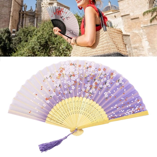 Abanico plegable Vintage de bambú de estilo chino arte artesanal recuerdo de fiesta abanicos de mano de baile Barbie Nuevos Originales