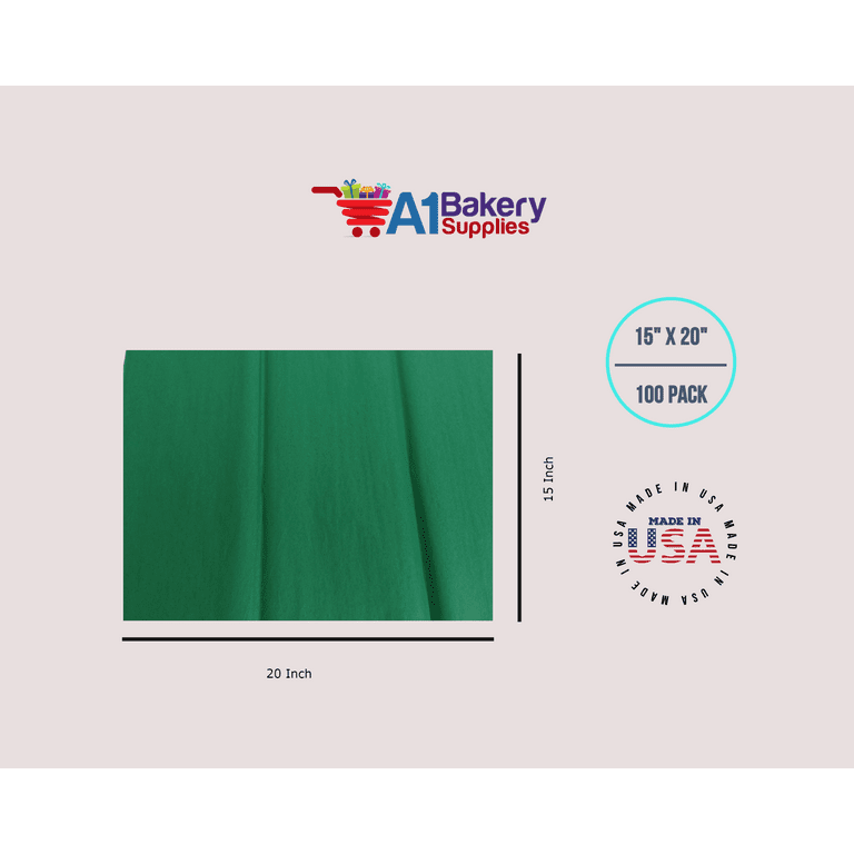 Kelly Green Tissue Paper Squares, Bulk 100 Sheets, Presents by A1 Bakery  Supplies, Large 15 Inch x 20 Inch