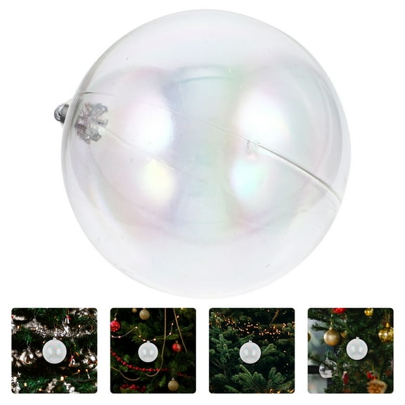DEEPCRAFF Set of 6 Clear Plastic Christmas Ornaments with Iridescent Shine for Holiday Decorations and Xmas Tree Hanging Decor