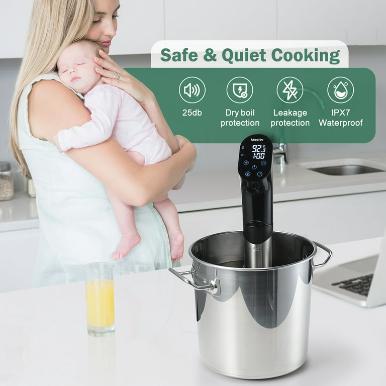 Mecity Sous Vide Cooker - 1100W Water Bath Heating with 0.5 Accuracy,  Stainless Steel, Immersion Circulator & Recipes