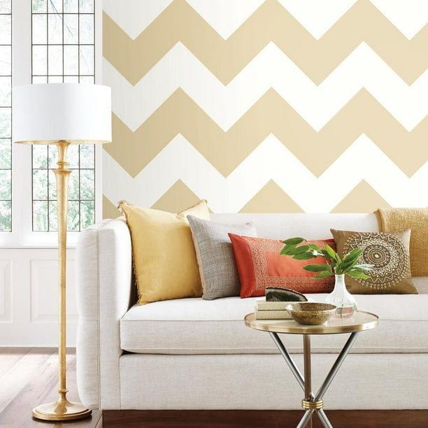 RoomMates Tan Large Chevron Peel & Stick Wallpaper