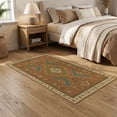 thumbnail image 2 of ODIKA 5'x7' Washable Area Rug Non-Slip, Low Pile, Stain Resistant Brown Symmetrical Geometric Elegance Intricate Border with Central Floral Motif for Guest Room, Lounge, Apartment, 2 of 7