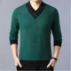 thumbnail image 2 of Suéteres de punto para hombres Jerseys de negocios empalmados Ropa de hombre beige Cuello en V Pedido Cálido Barato Invierno 2024 Diseñador Lujo Divertido X, 2 of 5