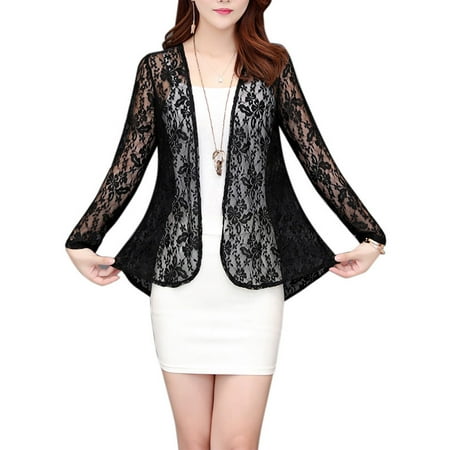 Open Front Lace - Women Summer Open Front Thin Cardigan Sun Protection Short Lace Clothing Tops