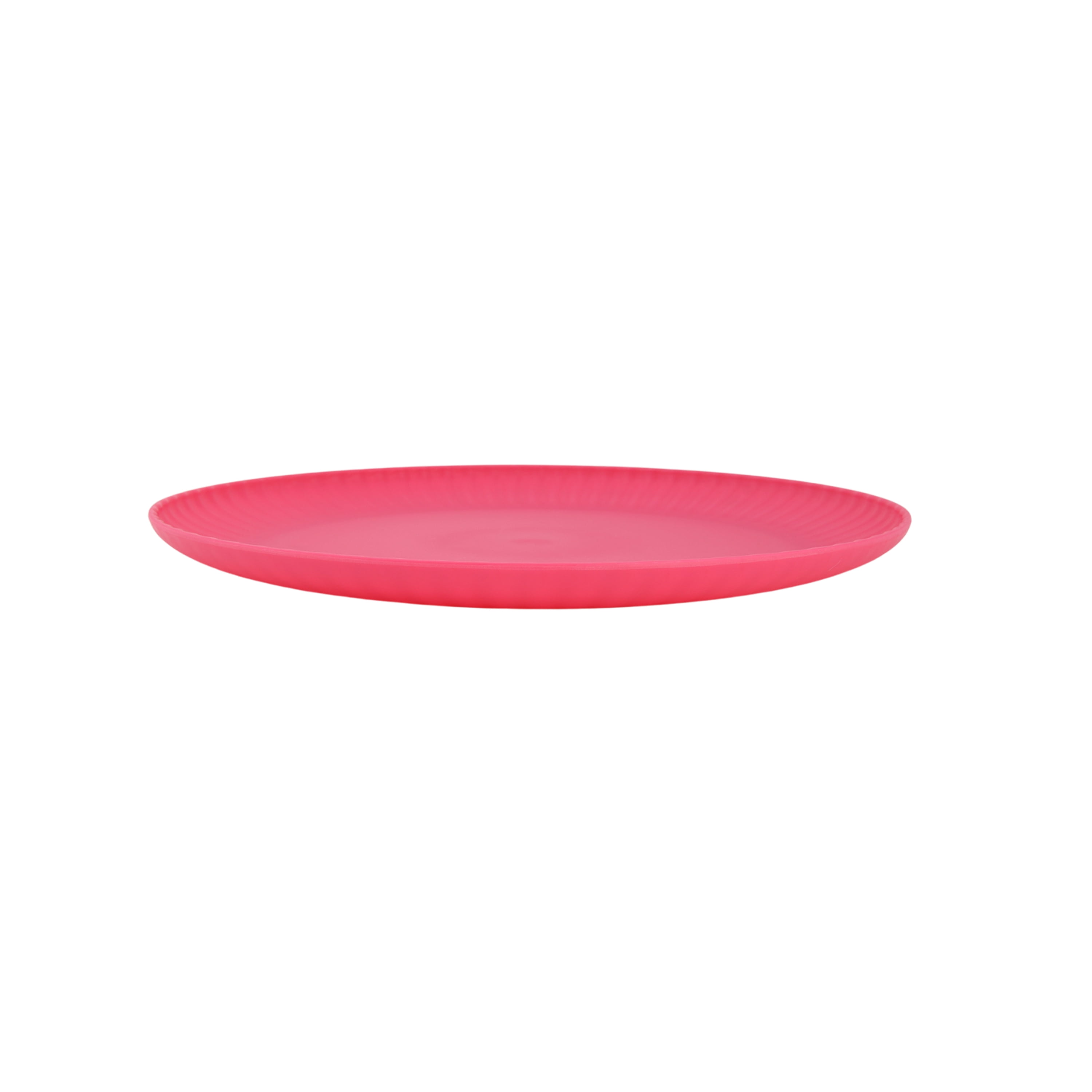 Mainstays - Fuchsia Pink Round Plastic Plate, Ribbed, 10.5 inch