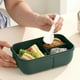 thumbnail image 5 of Caja Bento de silicona para microondas - Recipiente de preparación de comidas de 3 compartimentos, 20x13x7,5 cm, apilable, apto para lavavajillas, azul/verde/rosa, 5 of 6